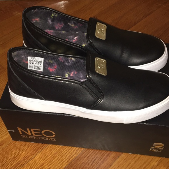 adidas black slip ons